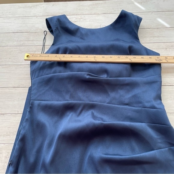 Aidan Mattox Cocktail Midi Dress Blue Bow in the back Size 8 satin - Picture 8 of 10